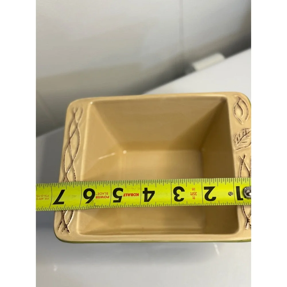 Tastefully Simple Host Collection Serving Bowl Green Leaf Embossed‎ Ceramic